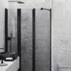 Alcove shower screen Hietakari Infinia 243, black frame, grey tinted glass