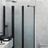 Alcove shower screen Hietakari Infinia 243, black frame, satin frosted glass
