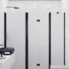 Alcove shower screen Hietakari Infinia 244, black frame, Chinchilla patterned glass Alcove shower screen Hietakari Infinia 244, black frame, Chinchilla patterned glass