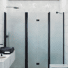 Alcove shower screen Hietakari Infinia 244, black frame, satin frosted glass Alcove shower screen Hietakari Infinia 244, black frame, satin frosted glass