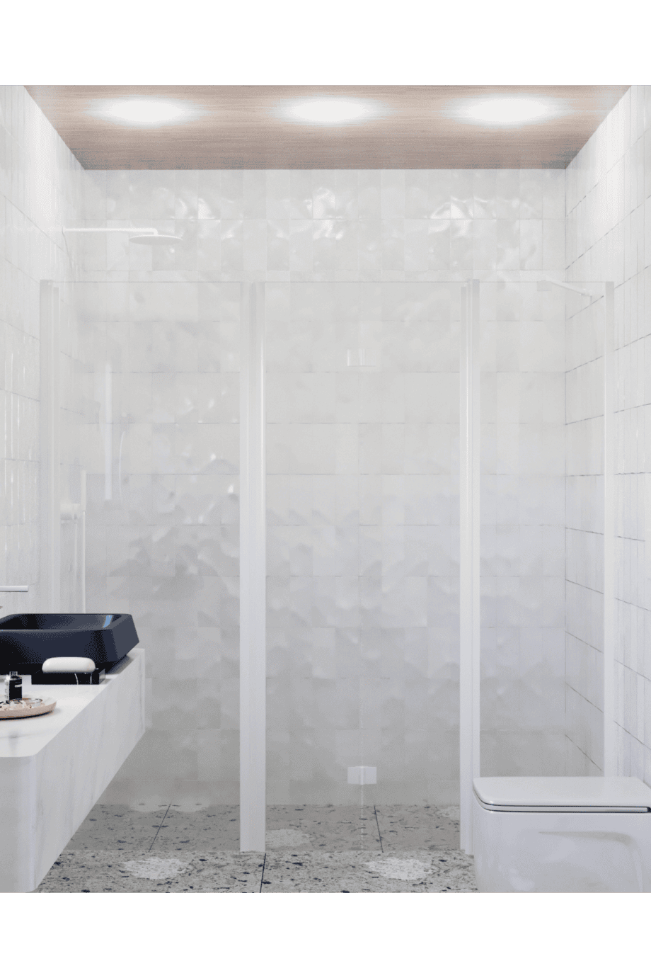 Alcove shower screen Hietakari Infinia 244, white frame, clear glass Alcove shower screen Hietakari Infinia 244, white frame, clear glass