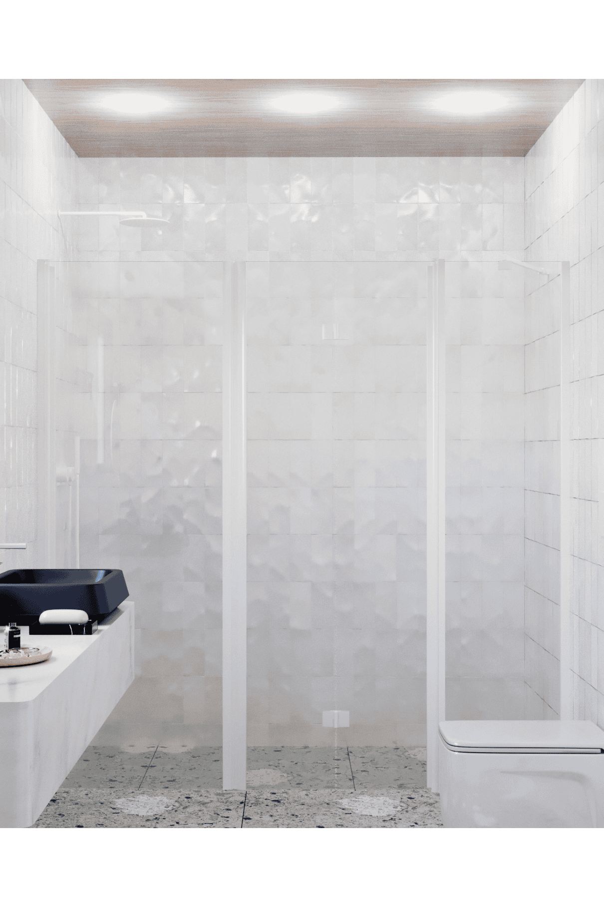 Alcove shower screen Hietakari Infinia 244, white frame, clear glass Alcove shower screen Hietakari Infinia 244, white frame, clear glass