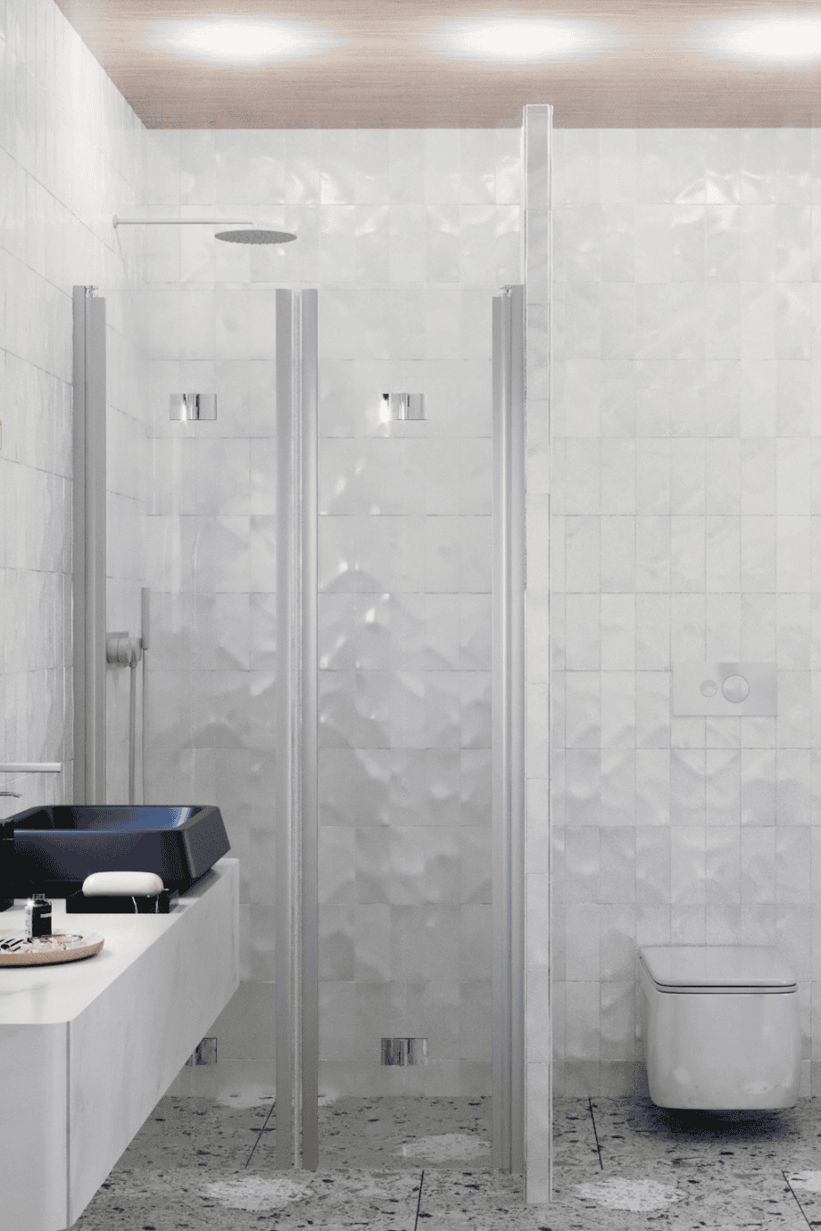 Alcove shower screen Hietakari Infinia 245, aluminium frame, clear glass Alcove shower screen Hietakari Infinia 245, folding door + folding door – 4