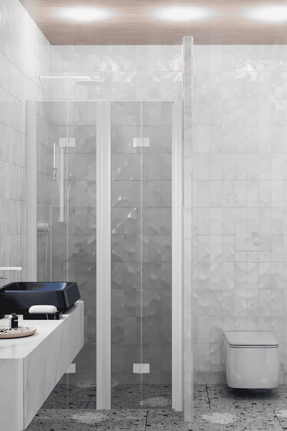 Alcove shower screen Hietakari Infinia 245, white frame, grey tinted glass Alcove shower screen Hietakari Infinia 245, white frame, grey tinted glass
