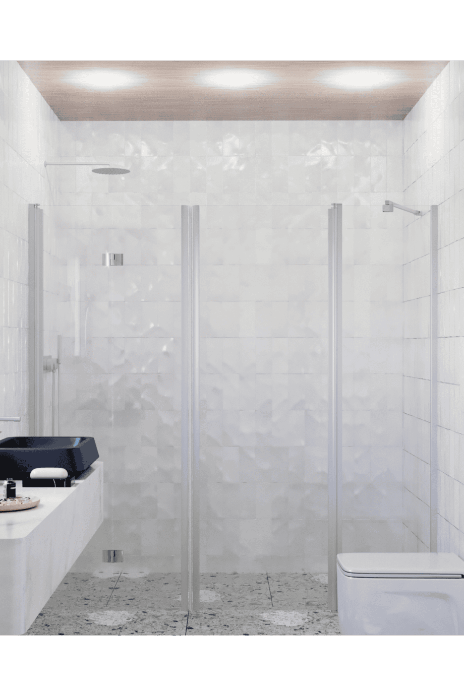 Alcove shower screen Hietakari Infinia 246, aluminium frame, clear glass Alcove shower screen Hietakari Infinia 246, folding door + hinged door with fixed part – 4