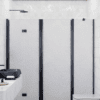 Alcove shower screen Hietakari Infinia 246, black frame, Chinchilla patterned glass Alcove shower screen Hietakari Infinia 246, black frame, Chinchilla patterned glass
