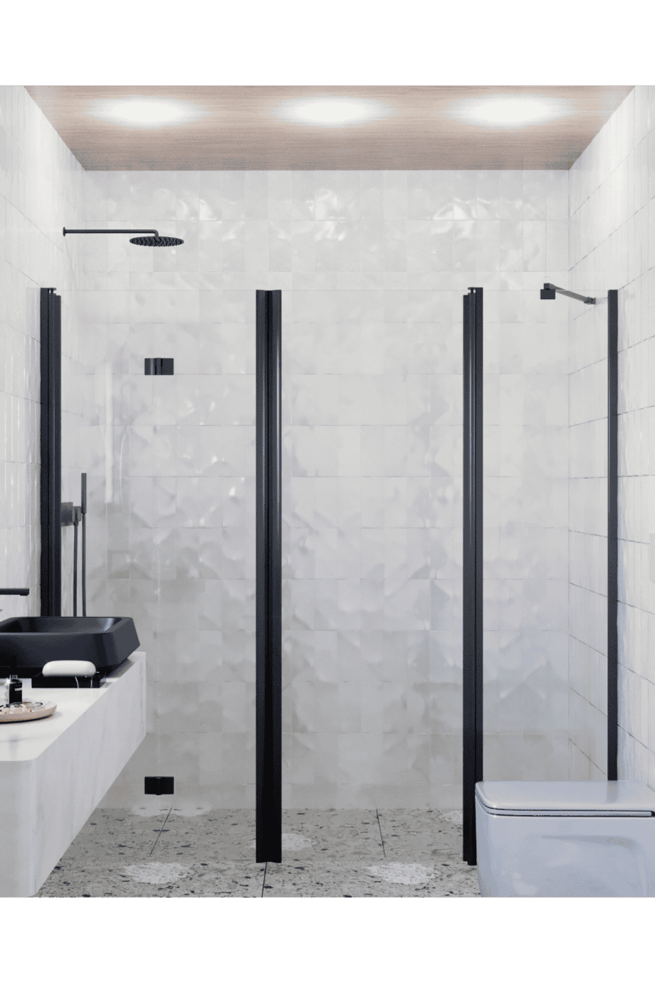 Alcove shower screen Hietakari Infinia 246, black frame, clear glass Alcove shower screen Hietakari Infinia 246, folding door + hinged door with fixed part – 5