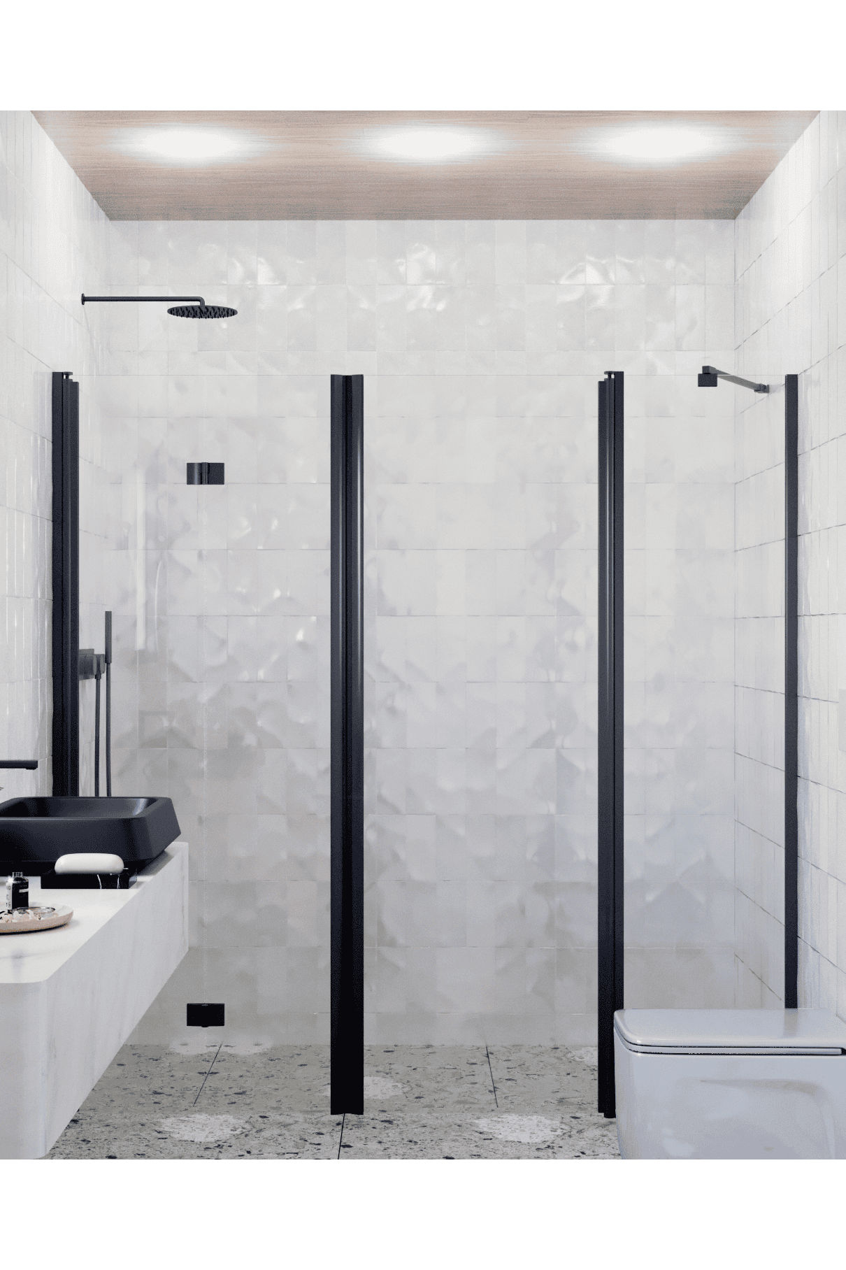 Alcove shower screen Hietakari Infinia 246, folding door + hinged door with fixed part – 5