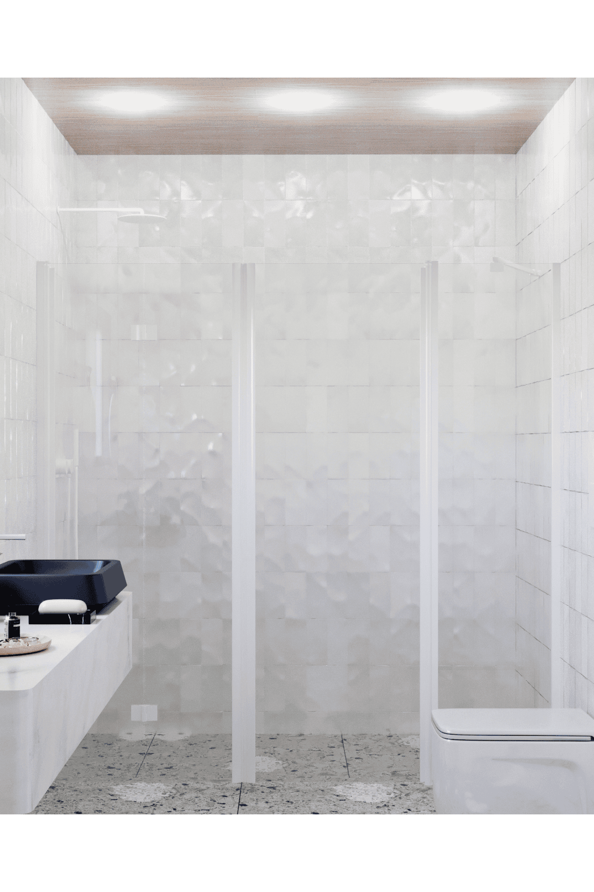 Alcove shower screen Hietakari Infinia 246, white frame, clear glass Alcove shower screen Hietakari Infinia 246, white frame, clear glass