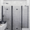 Alcove shower screen Hietakari Infinia 247, black frame, grey tinted glass