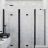 Alcove shower screen Hietakari Infinia 247, black frame, clear glass