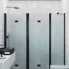 Alcove shower screen Hietakari Infinia 247, black frame, satin frosted glass