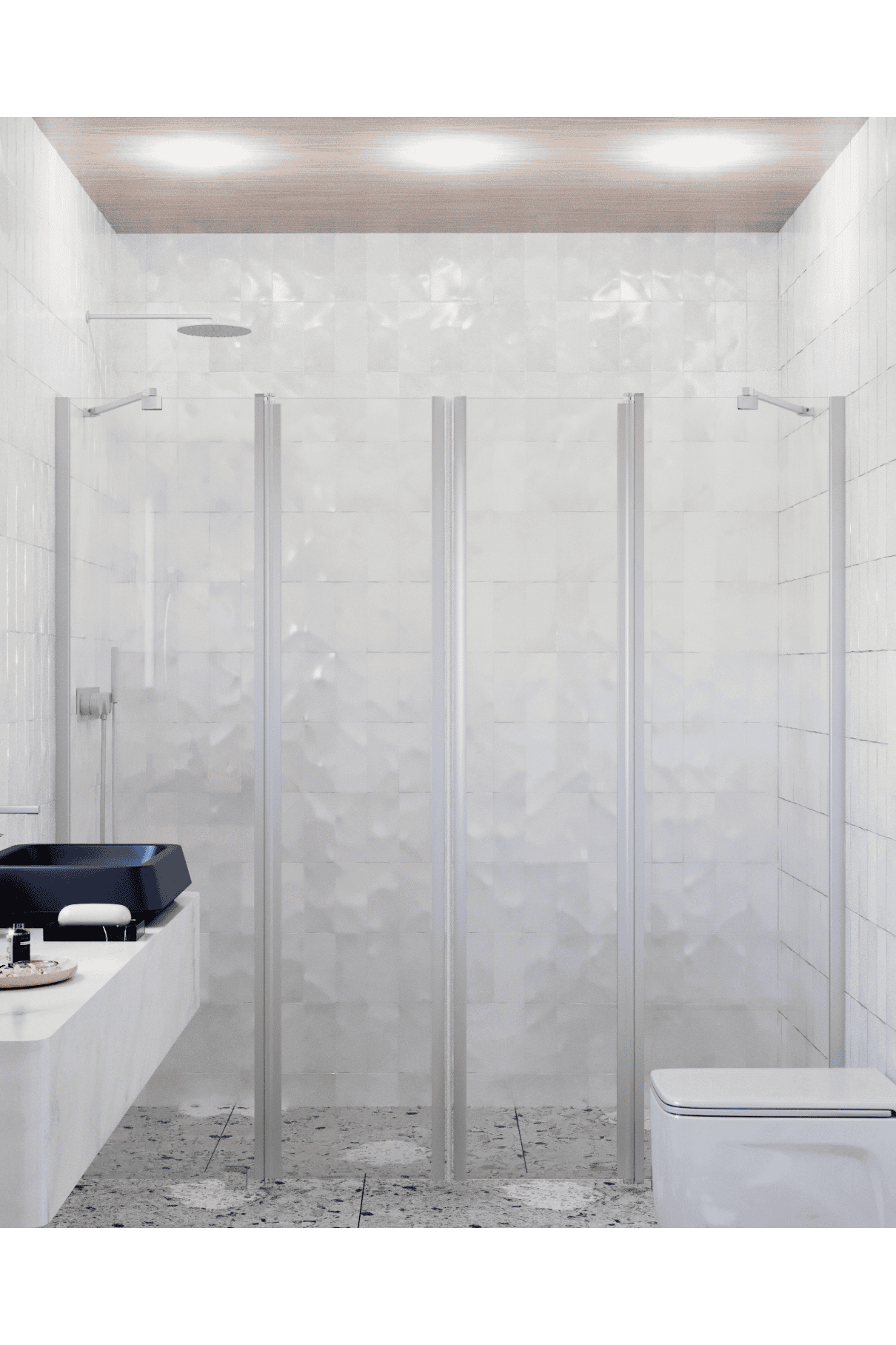 Alcove shower screen Hietakari Infinia 248, hinged door with fixed part + hinged door with fixed part – 4