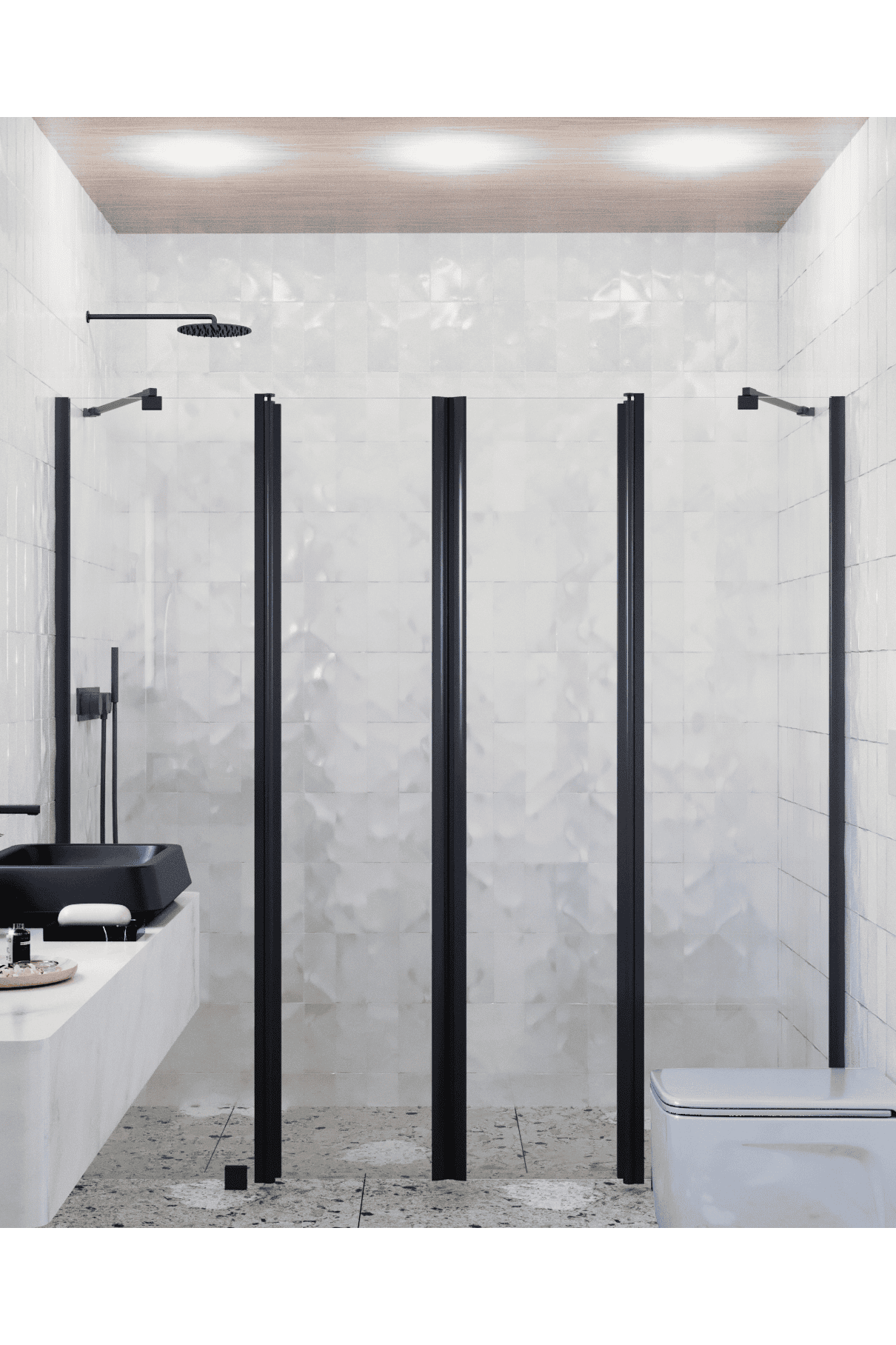 Alcove shower screen Hietakari Infinia 248, hinged door with fixed part + hinged door with fixed part – 5