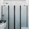 Alcove shower screen Hietakari Infinia 248, black frame, satin frosted glass Alcove shower screen Hietakari Infinia 248, black frame, satin frosted glass