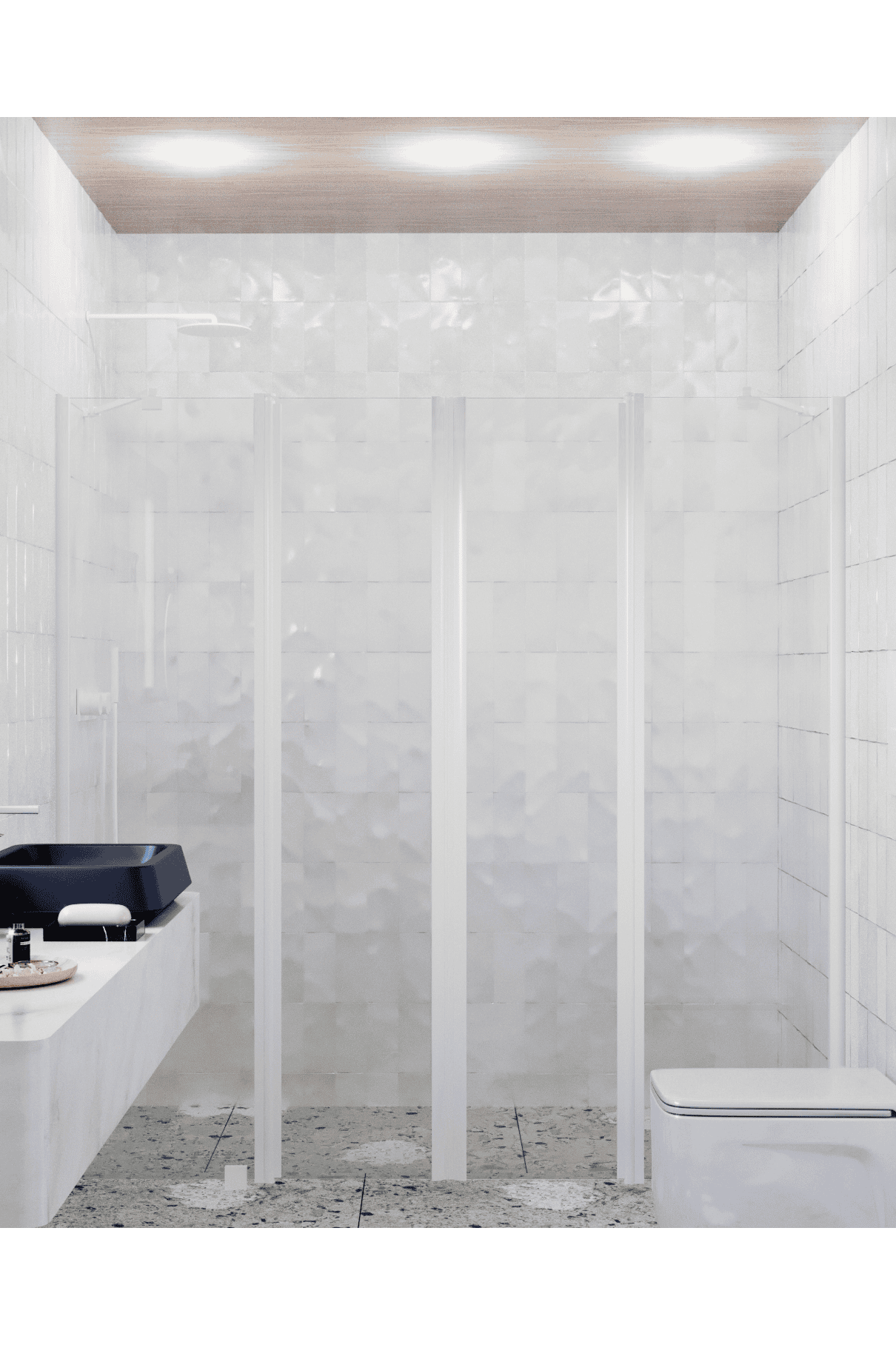Alcove shower screen Hietakari Infinia 248, hinged door with fixed part + hinged door with fixed part