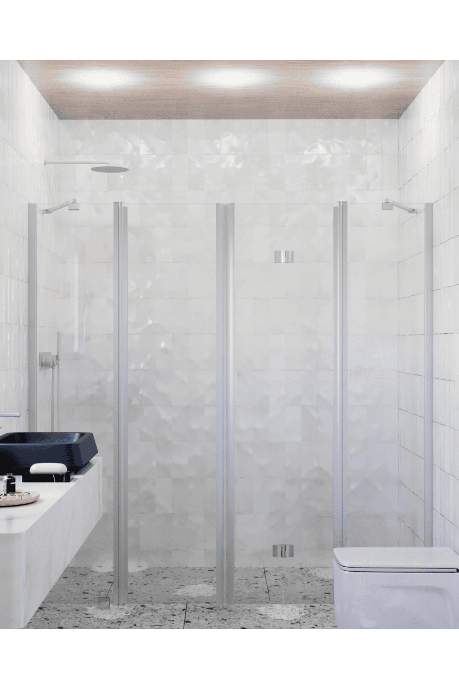 Alcove shower screen Hietakari Infinia 249, aluminium frame, clear glass Alcove shower screen Hietakari Infinia 249, aluminium frame, clear glass