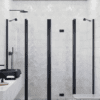Alcove shower screen Hietakari Infinia 249, black frame, clear glass Alcove shower screen Hietakari Infinia 249, hinged door with fixed part + folding door with fixed part – 5