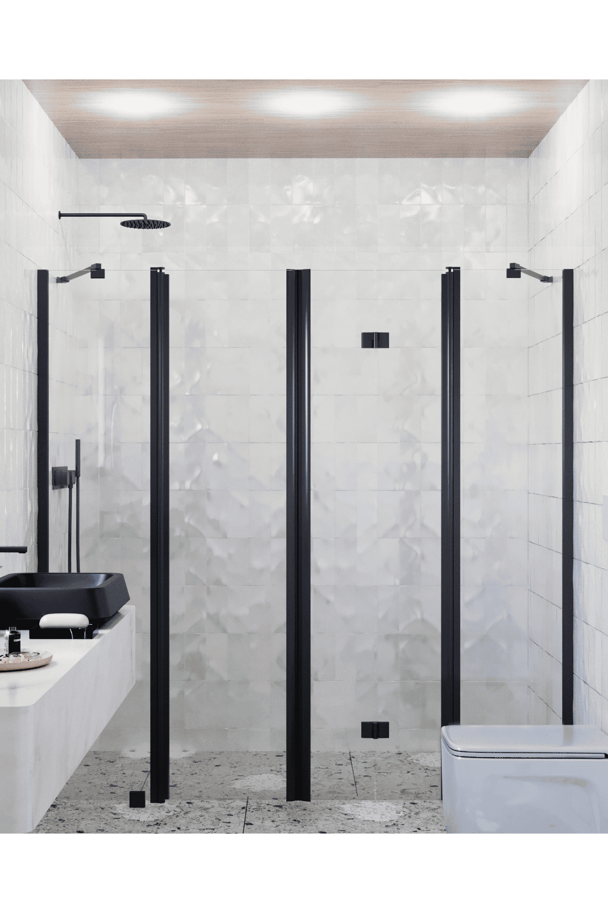 Alcove shower screen Hietakari Infinia 249, hinged door with fixed part + folding door with fixed part – 5