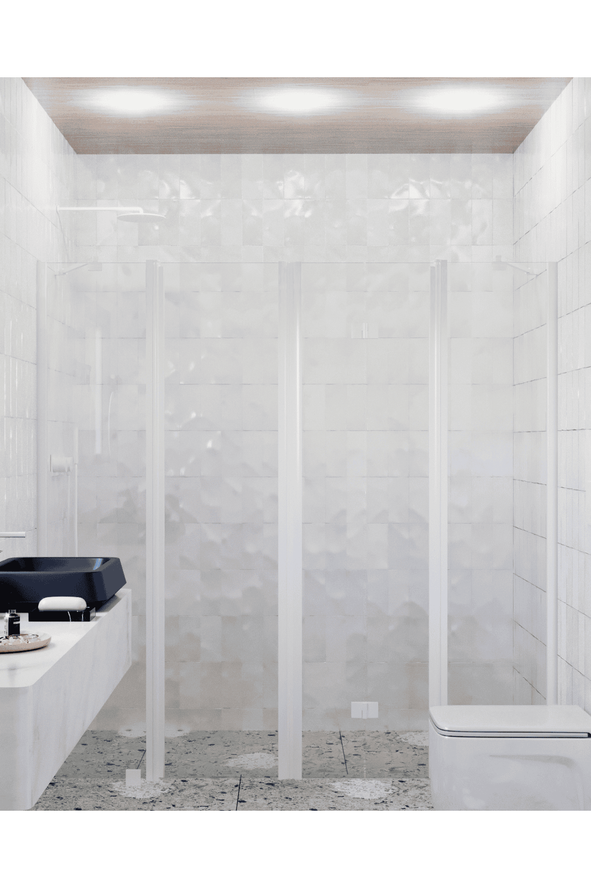 Alcove shower screen Hietakari Infinia 249, hinged door with fixed part + folding door with fixed part