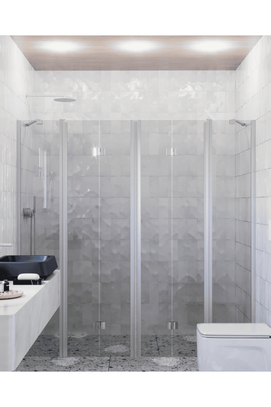 Alcove shower screen Hietakari Infinia 250, aluminium frame, grey tinted glass Alcove shower screen Hietakari Infinia 250, aluminium frame, grey tinted glass