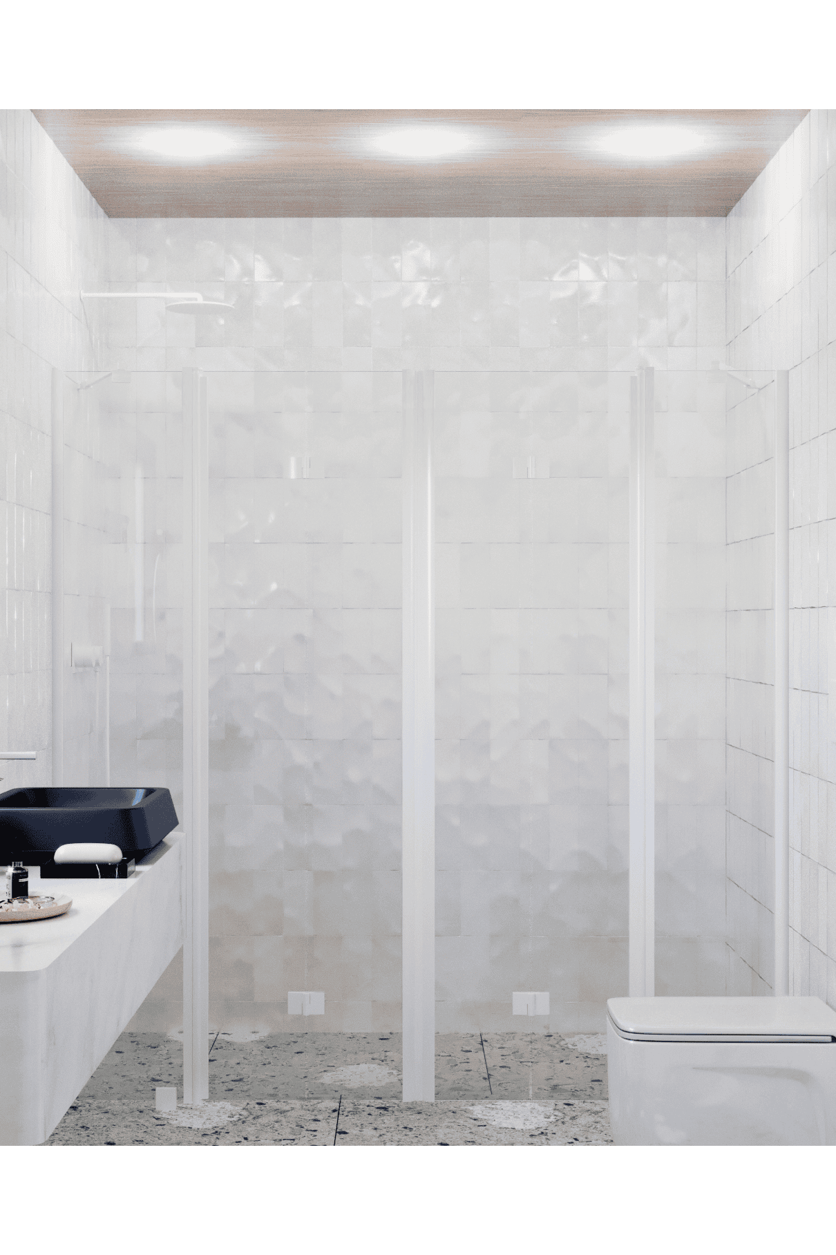 Alcove shower screen Hietakari Infinia 250, folding door with fixed part + folding door with fixed part