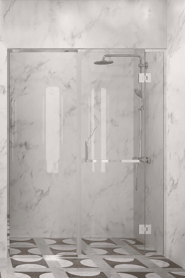 Alcove shower screen Hietakari Vetro 524, chrome fittings, clear glass Alcove shower screen Hietakari Vetro 524, chrome fittings, clear glass