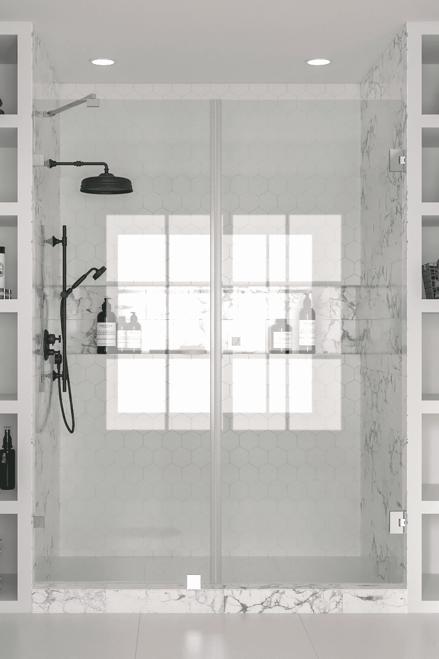 Alcove shower screen Hietakari Vetro 531, chrome fittings, clear glass Alcove shower screen Hietakari Vetro 531, chrome fittings, clear glass