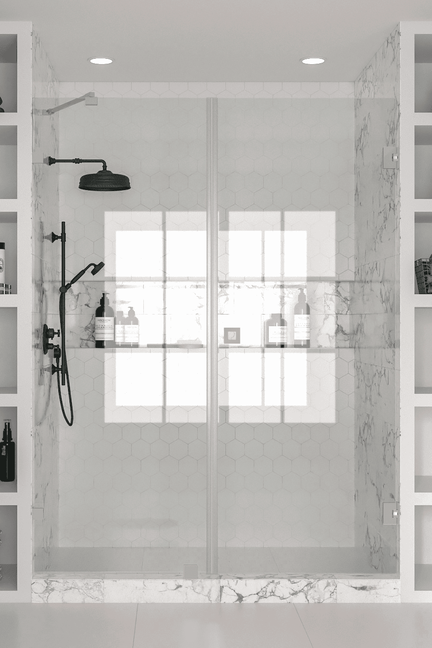 Alcove shower screen Hietakari Vetro 531, Sand fittings, clear glass Alcove shower screen Hietakari Vetro 531, Sand fittings, clear glass