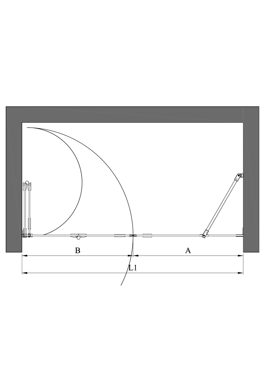 Alcove shower screen Hietakari Vetro 532 – dimension drawing Alcove shower screen Hietakari Vetro 532 – dimension drawing