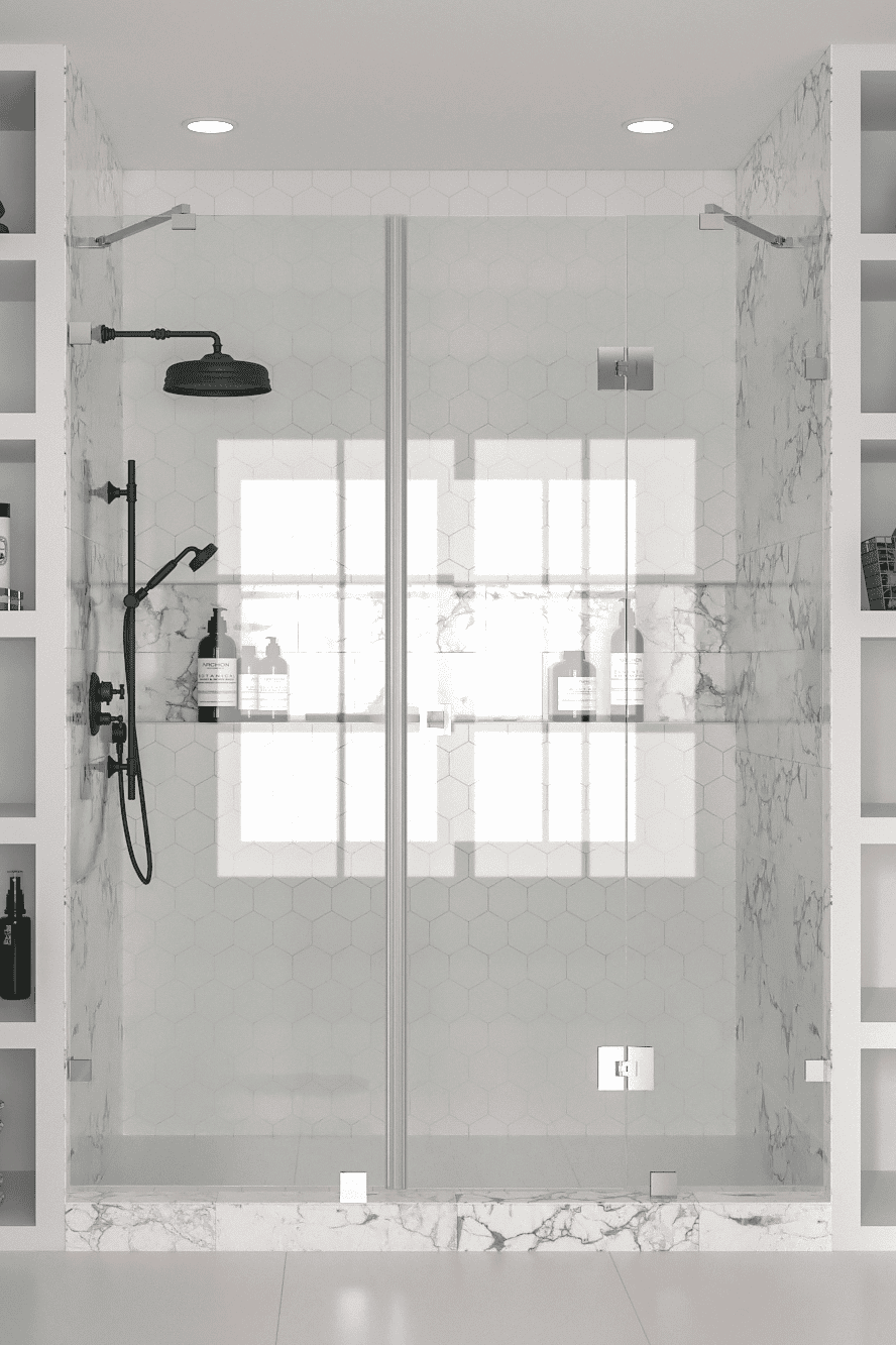 Alcove shower screen Hietakari Vetro 533, chrome fittings, clear glass Alcove shower screen Hietakari Vetro 533, chrome fittings, clear glass