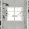 Alcove shower screen Hietakari Vetro 534, brushed fittings, clear glass