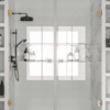 Alcove shower screen Hietakari Vetro 534, brass fittings, clear glass
