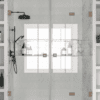 Alcove shower screen Hietakari Vetro 535, brushed fittings, clear glass Alcove shower screen Hietakari Vetro 535, brushed fittings, clear glass