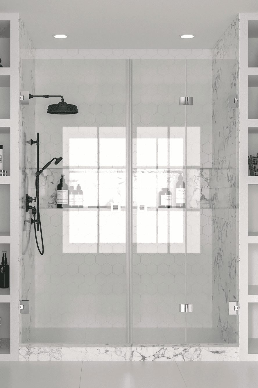 Alcove shower screen Hietakari Vetro 535, chrome fittings, clear glass Alcove shower screen Hietakari Vetro 535, chrome fittings, clear glass