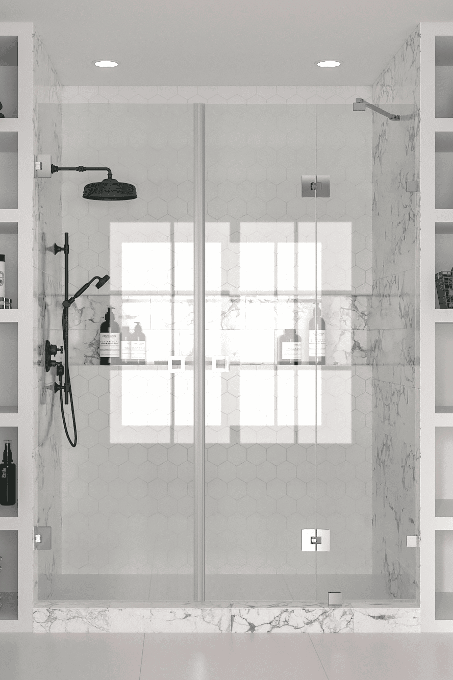 Alcove shower screen Hietakari Vetro 536, chrome fittings, clear glass Alcove shower screen Hietakari Vetro 536, chrome fittings, clear glass