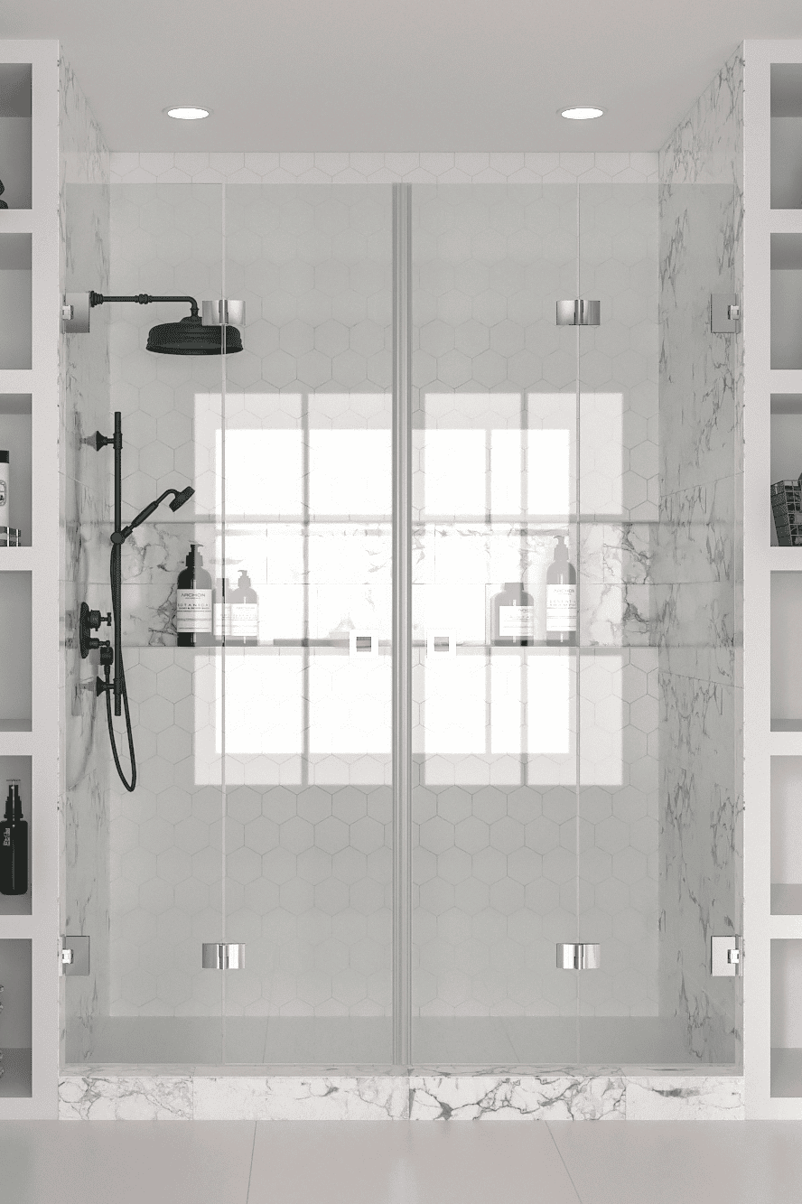 Alcove shower screen Hietakari Vetro 537, chrome fittings, clear glass Alcove shower screen Hietakari Vetro 537, chrome fittings, clear glass