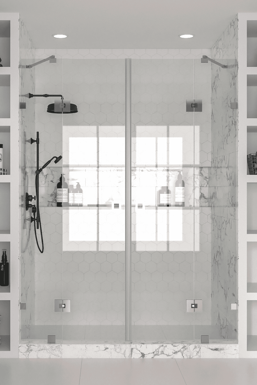 Alcove shower screen Hietakari Vetro 539, chrome fittings, clear glass Alcove shower screen Hietakari Vetro 539, chrome fittings, clear glass