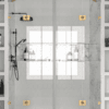 Alcove shower screen Hietakari Vetro 539, brass fittings, clear glass Alcove shower screen Hietakari Vetro 539, brass fittings, clear glass