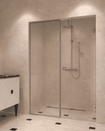 Alcove shower screen Hietakari Vetro 549, chrome fittings, clear glass