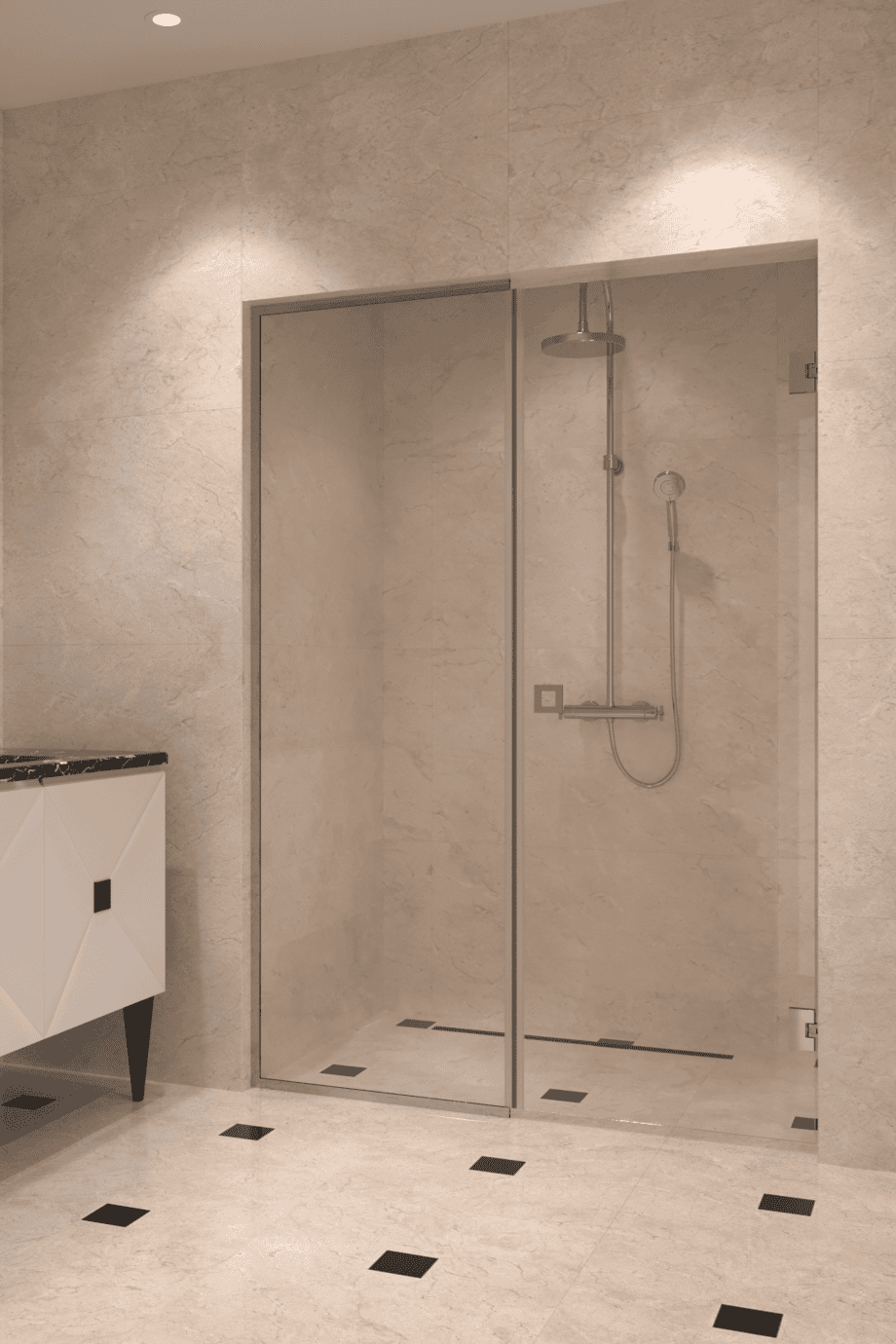 Alcove shower screen Hietakari Vetro 549, chrome fittings, clear glass Alcove shower screen Hietakari Vetro 549, chrome fittings, clear glass