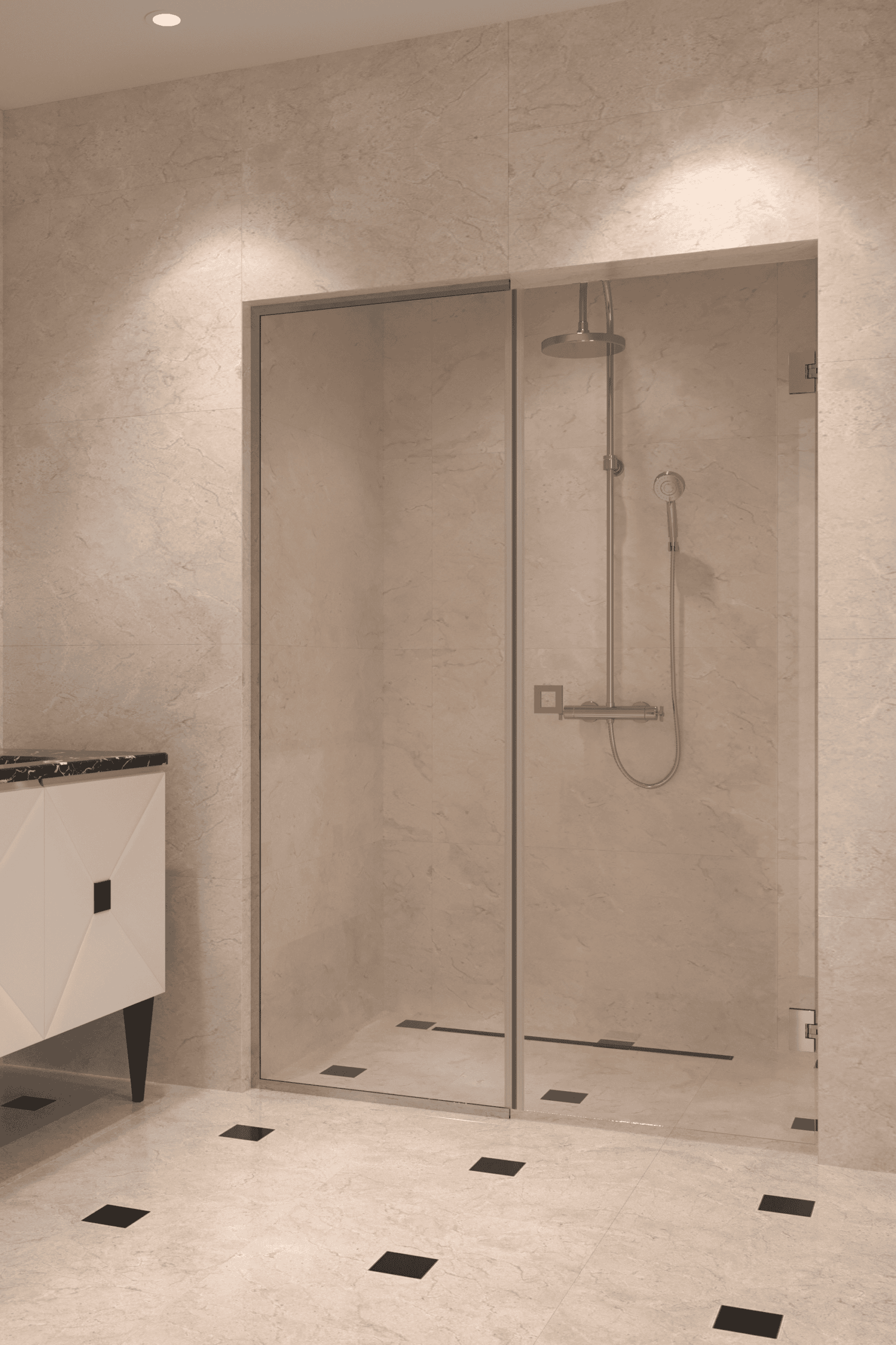 Alcove shower screen Hietakari Vetro 549, chrome fittings, clear glass Alcove shower screen Hietakari Vetro 549, chrome fittings, clear glass