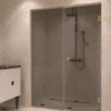 Alcove shower screen Hietakari Vetro 549, brass fittings, grey tinted glass Alcove shower screen Hietakari Vetro 549, brass fittings, grey tinted glass