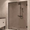 Alcove shower screen Hietakari Vetro 549, black fittings, bronze tinted glass Alcove shower screen Hietakari Vetro 549, black fittings, bronze tinted glass