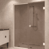 Alcove shower screen Hietakari Vetro 549, white fittings, bronze tinted glass Alcove shower screen Hietakari Vetro 549, white fittings, bronze tinted glass