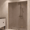 Alcove shower screen Hietakari Vetro 550, brass fittings, bronze tinted glass Alcove shower screen Hietakari Vetro 550, brass fittings, bronze tinted glass
