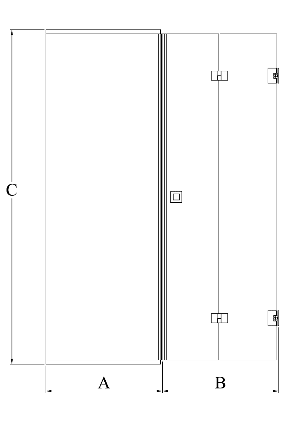 Alcove shower screen Hietakari Vetro 550 – dimension drawing Alcove shower screen Hietakari Vetro 550 – dimension drawing