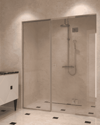 Alcove shower screen Hietakari Vetro 551, chrome fittings, clear glass