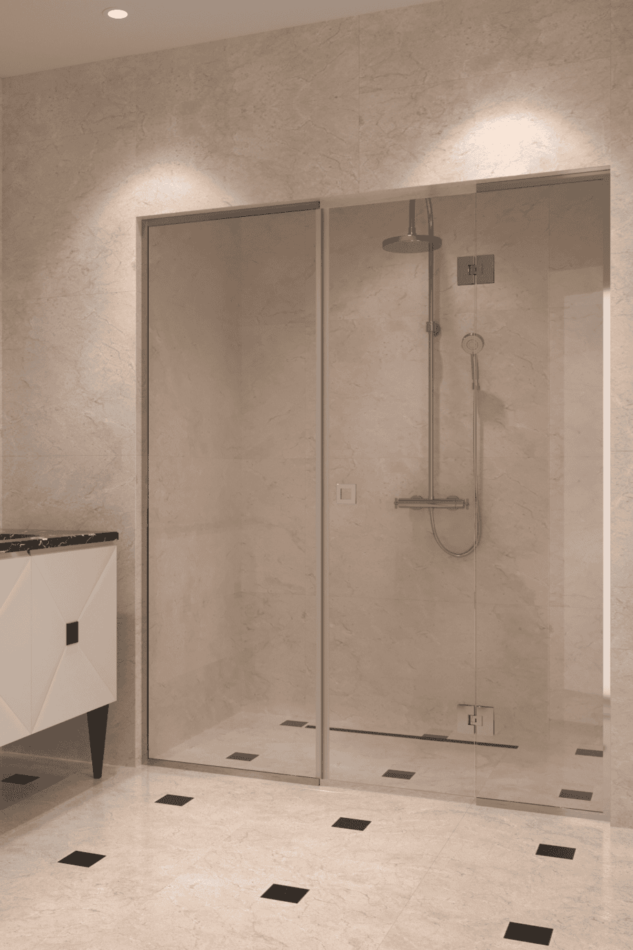 Alcove shower screen Hietakari Vetro 551, chrome fittings, clear glass Alcove shower screen Hietakari Vetro 551, chrome fittings, clear glass