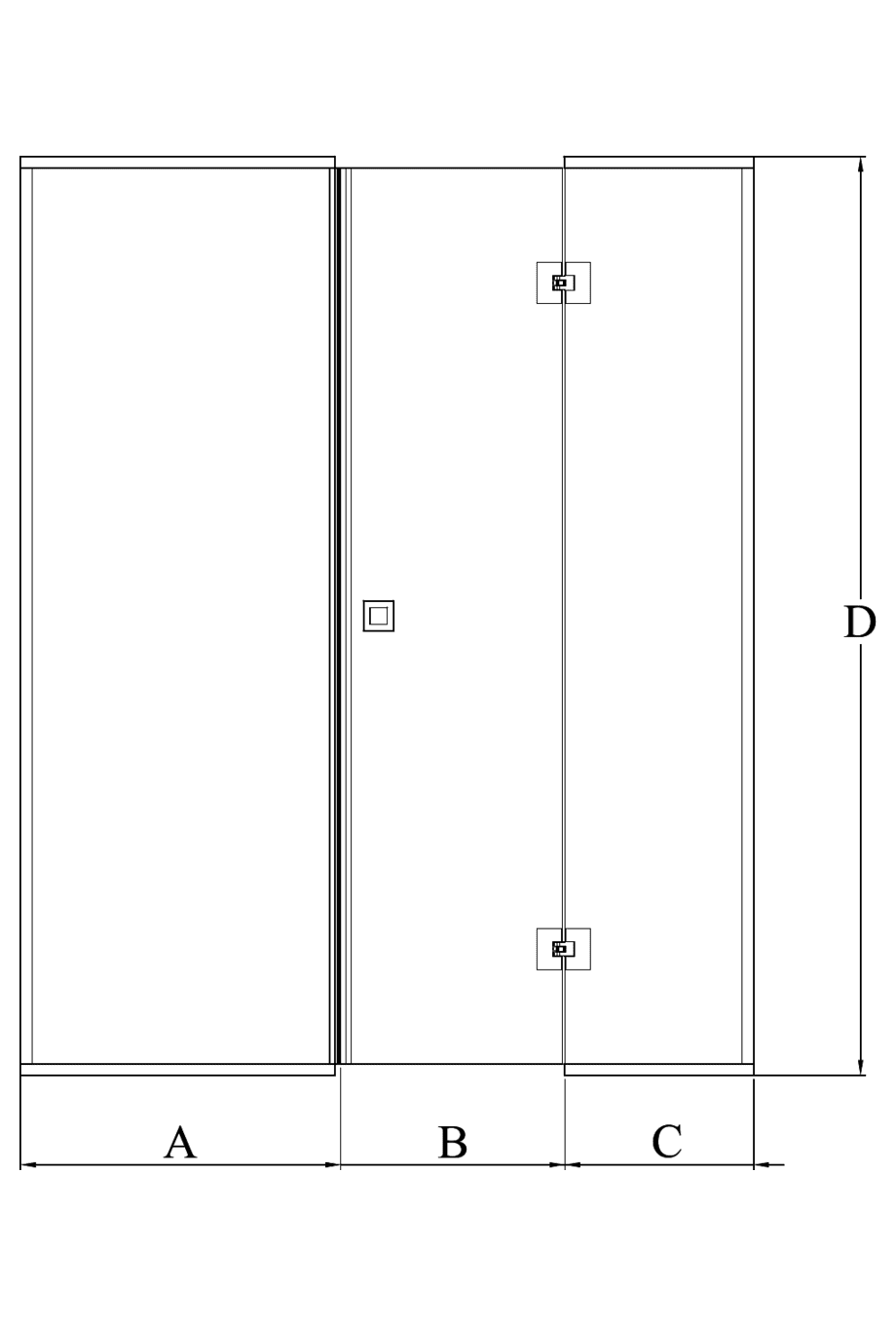 Alcove shower screen Hietakari Vetro 551 – dimension drawing Alcove shower screen Hietakari Vetro 551 – dimension drawing